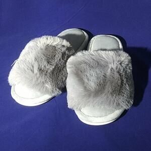 NEW Passage Faux Fur Velvety Open Toe Peep Toe Slides Slippers Sz 5/6 Furry Glam